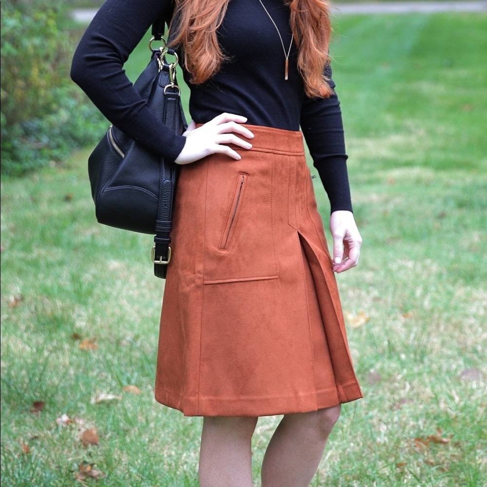 Suede Midi Skirt size 2 NWT